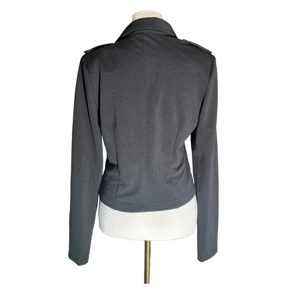 NWT Windsor Framed Cropped Moto Biker Knit Dress Jacket Womens M. Black Stretchy - Picture 10 of 14